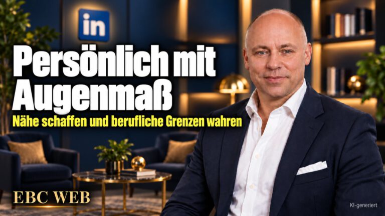 Persönlich mit Augenmaß: Nähe schaffen und berufliche Grenzen wahren. EBC Eller Business Consulting zeigt Personal Branding im LinkedIn-Beitrag, etwa zur Unternehmensnachfolge.