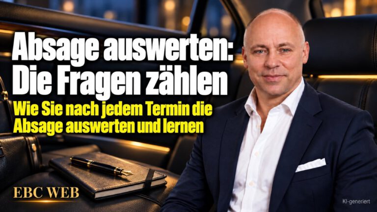 Absage auswerten: Die Fragen zählen. Sieben Fragen, eine Absage. EBC Eller Business Consulting zeigt, wie Einwände aus Bankgespräch und Pitch die nächste Präsentation verbessern.