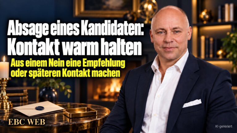 Absage eines Kandidaten: Kontakt warm halten. Aus einem Nein eine Empfehlung oder späteren Kontakt machen. EBC Eller Business Consulting zeigt, wie ein Talentpool im Recruiting wächst.