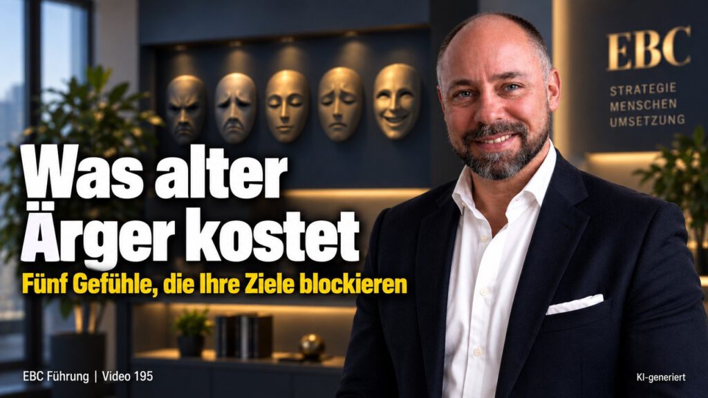 Alter Ärger: Fünf Gefühle, die blockieren. Der Auftrag von vor zwei Jahren. EBC Führung zeigt, wie Kränkung Entscheidungen bremst und Selbstführung Emotionen im Unternehmen ordnet.