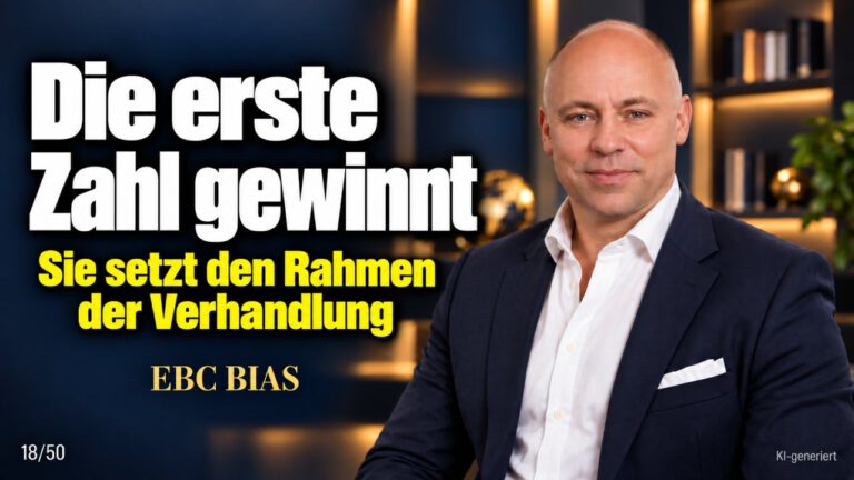 Ankereffekt: Warum die erste Zahl entscheidet. Der durchgestrichene Preis. EBC Bias zeigt, wie der erste genannte Preis jede Preisverhandlung und Entscheidung lenkt.