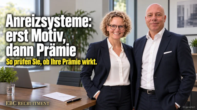 Anreizsysteme: erst Motiv, dann Prämie. So prüfen Sie, ob Ihre Prämie wirkt. EBC Recruitment verbindet Motivation, Vergütung und Mitarbeiterbindung in der Personalführung.