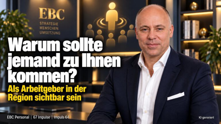 Arbeitgebermarke: Warum sollte jemand kommen? Die Frage im Vorstellungsgespräch. EBC Personal zeigt, wie Employer Branding Fachkräfte gewinnt und Mitarbeiterbindung stärkt.
