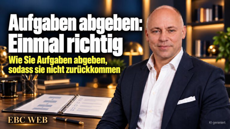 Aufgaben abgeben: Einmal richtig. Erklären dauert länger als machen. EBC Eller Business Consulting zeigt in der Personalführung, wie Delegation und Einarbeitung Zeit sparen.