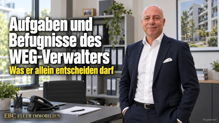Aufgaben und Befugnisse des WEG-Verwalters: Was er allein entscheiden darf. EBC Eller Immobilien erklärt Hausverwaltungen Instandhaltung, Hausgeld und Hausordnung im Gemeinschaftseigentum.