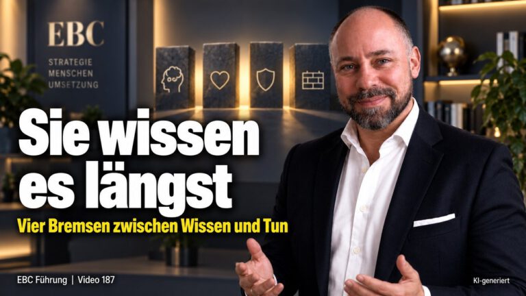 Aufschieben: Vier Bremsen für Unternehmer. Die Aufgabe seit März. EBC Führung erklärt, wie Glaubenssätze Prokrastination auslösen und Selbstführung sie löst.