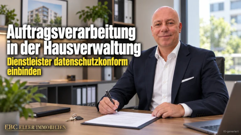 Auftragsverarbeitung in der Hausverwaltung: Dienstleister datenschutzkonform einbinden. EBC Eller Immobilien erklärt Hausverwaltungen DSGVO und Verarbeitungsverzeichnis.
