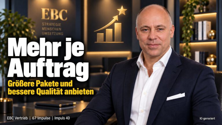 Auftragswert steigern: Mehr je Auftrag. Der Kunde hätte mehr gekauft. EBC Vertrieb erklärt, wie Leistungspakete und Upselling den Auftragswert erhöhen.