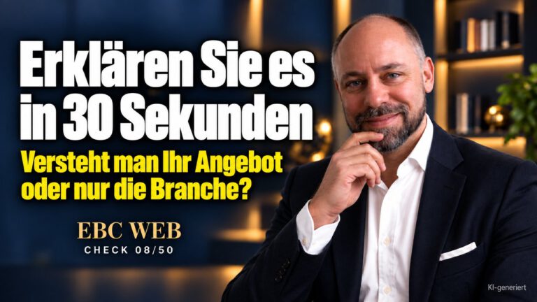 Aufzugstest für Ihren Webseitentext. Der Zuhörer nennt nur die Branche. EBC Eller Business Consulting zeigt, wie ein klarer Werbetext auf der Landingpage Anfragen bringt.