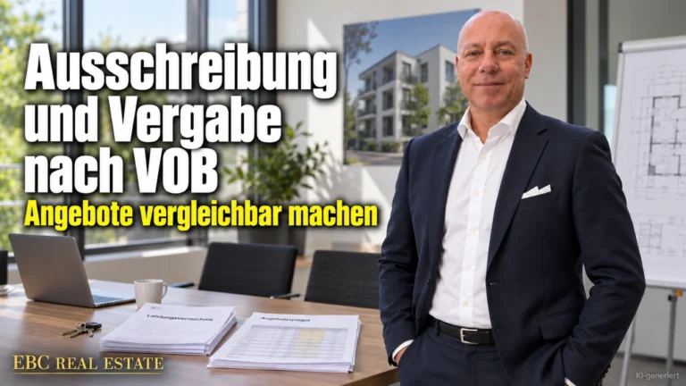 Ausschreibung und Vergabe nach VOB: Angebote vergleichbar machen. EBC Real Estate zeigt Projektentwicklern Leistungsverzeichnis, Preisspiegel und Umgang mit Nachträgen.