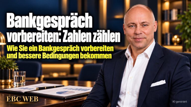 Bankgespräch vorbereiten: Zahlen zählen. Gleiche Bank, anderer Zins. EBC Eller Business Consulting zeigt, wie Betriebswirtschaftliche Auswertung und Bankrating Ihre Kreditkonditionen prägen.