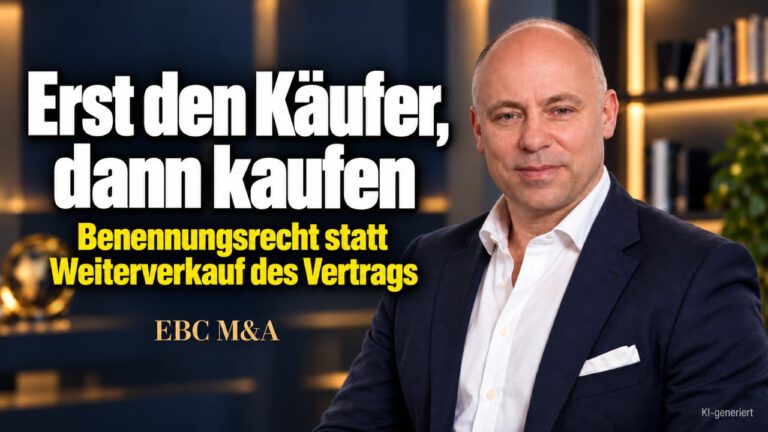 Immobilienkauf: erst den Käufer suchen. Ein Objekt sichern, ohne zu halten. EBC M&A erklärt das Benennungsrecht als Finanzierung beim Immobilienkauf.