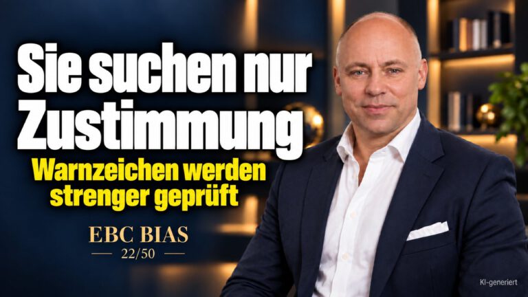 Bestätigungsfehler: Warum Projekte zu spät enden. Die Gegenseite lesen. EBC Bias zeigt, wie Projektsteuerung Gegenargumente sucht und Entscheidungen rechtzeitig trifft.