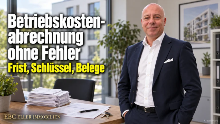 Betriebskostenabrechnung ohne Fehler: Frist, Schlüssel, Belege. EBC Eller Immobilien zeigt Hausverwaltungen, wie Umlageschlüssel, Vorauszahlung und Abflussprinzip korrekt in die Abrechnung kommen.