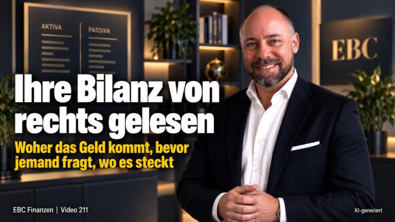 Bilanz lesen: Der Blick des Käufers. Kaum Schulden, trotzdem Abschläge. EBC Finanzen erklärt Eigenkapitalquote und Finanzanalyse für Prüfung und Verhandlung beim Unternehmenskauf.