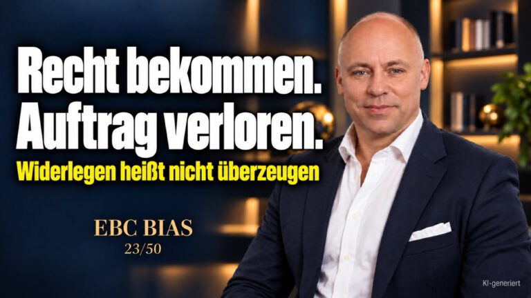 Bumerang-Effekt: Recht haben, Auftrag verlieren. Der Beweis, der nicht überzeugt. EBC Bias erklärt dem Vertrieb, warum Belege in der Einwandbehandlung oft das Gegenteil bewirken.