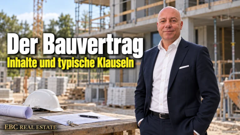 Der Bauvertrag: Inhalte und typische Klauseln. EBC Real Estate prüft für Bauträger und Projektentwickler Werkvertrag, Nachtrag und Vertragsstrafe nach VOB/B.