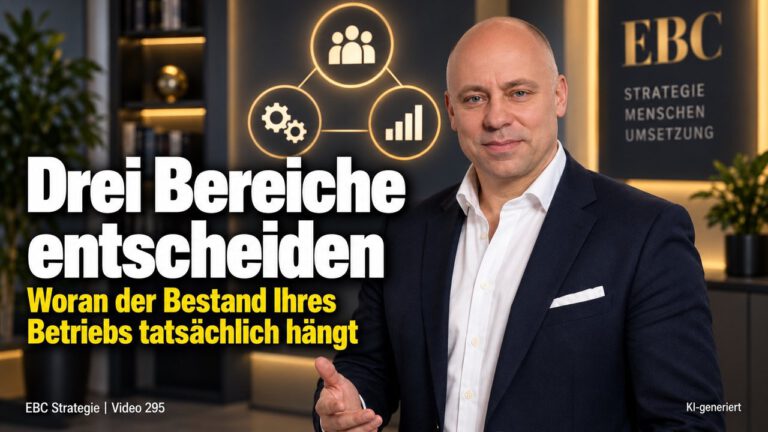 Drei Bereiche entscheiden über Ihren Betrieb. Wenn ein Schild verschwindet. EBC Strategie ordnet Abläufe und Kundenbindung für die Selbständigkeit.