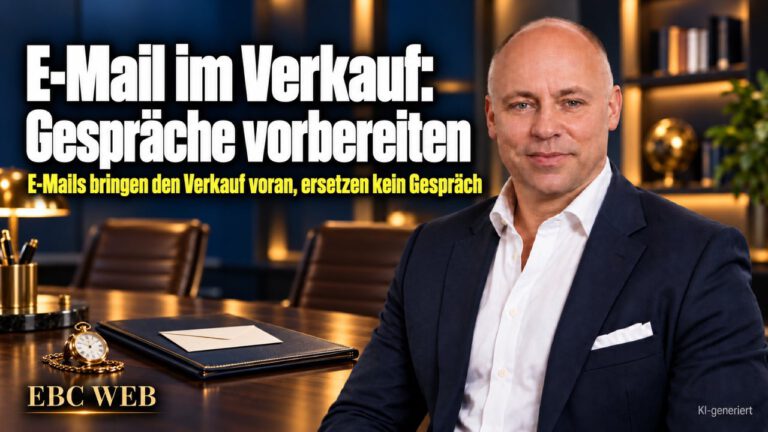 E-Mail im Verkauf: Gespräche vorbereiten. E-Mails bringen den Verkauf voran, ersetzen kein Gespräch. EBC Eller Business Consulting zeigt Dienstleistern Nachfassen vor dem Verkaufsgespräch.