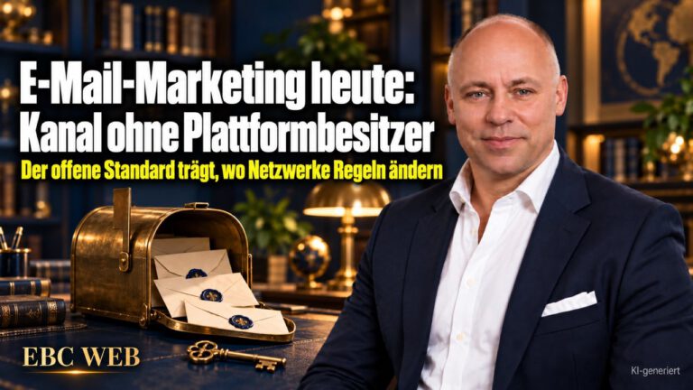 E-Mail-Marketing heute: Kanal ohne Plattformbesitzer. Der offene Standard trägt, wo Netzwerke Regeln ändern. EBC Eller Business Consulting zeigt Dienstleistern den Wert eines Verteilers.
