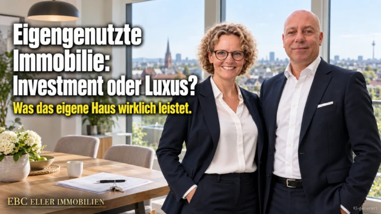 Eigengenutzte Immobilie: Investment oder Luxus? Was das eigene Haus wirklich leistet. EBC Eller Immobilien prüft Wohneigentum, Finanzierung und Vermögensaufbau.