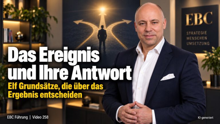 Ereignis und Reaktion: Elf Grundsätze. Zwei Verwaltungen, zwei Wege. EBC Führung zeigt, wie Eigenverantwortung und Selbstführung die Unternehmensführung prägen.