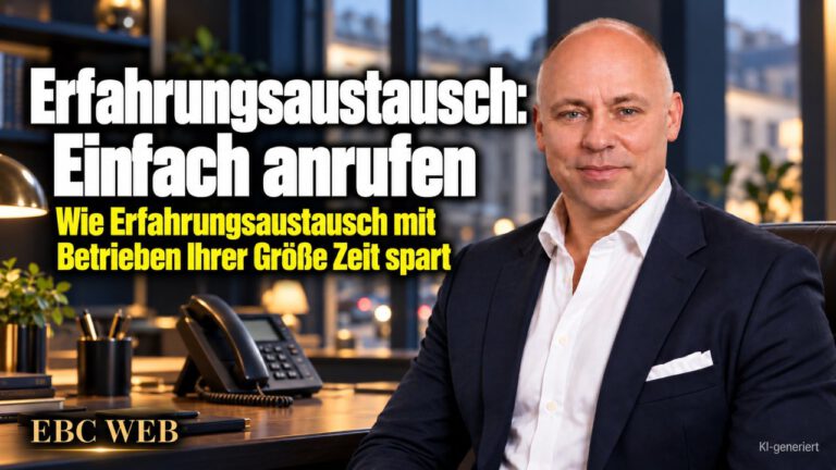 Erfahrungsaustausch: Einfach anrufen. Monate allein am selben Problem. EBC Eller Business Consulting zeigt Unternehmern, wie Erfa-Kreis und Benchmarking die Problemlösung beschleunigen.