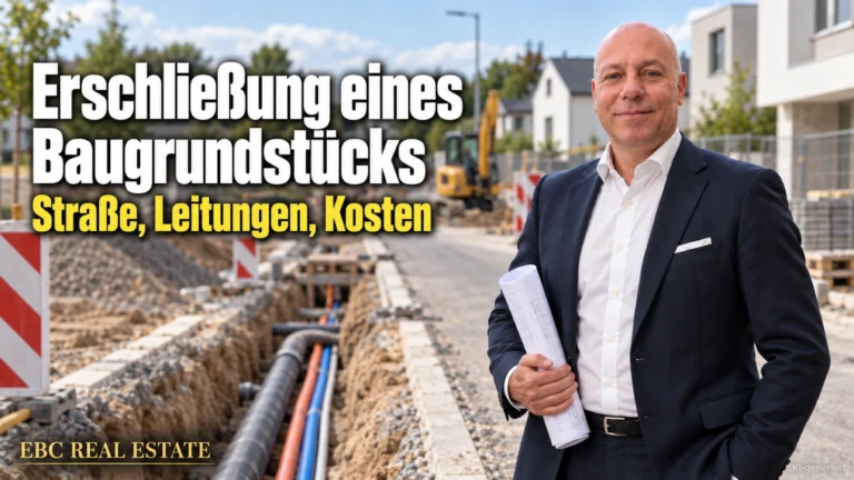 Erschließung eines Baugrundstücks: Straße, Leitungen, Kosten. EBC Real Estate erklärt Projektentwicklern Erschließungsbeitrag, Erschließungsvertrag und städtebaulichen Vertrag.
