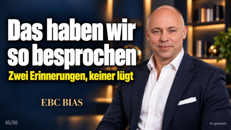 Falsche Erinnerung: Beide sagen die Wahrheit. Sicher und trotzdem falsch. EBC Bias erklärt, warum Dokumentation nach dem Kundengespräch spätere Konflikte verhindert.