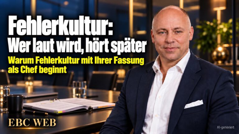 Fehlerkultur: Wer laut wird, hört später. Derselbe Fehler zum dritten Mal. EBC Eller Business Consulting zeigt in der Personalführung, wie psychologische Sicherheit das Kritikgespräch trägt.