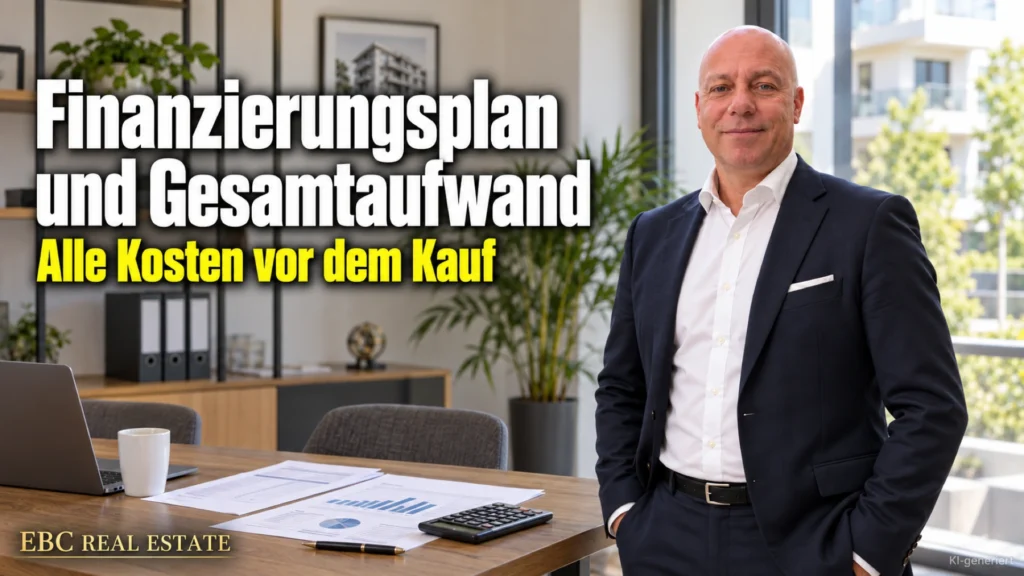Finanzierungsplan und Gesamtaufwand: Alle Kosten vor dem Kauf. EBC Real Estate rechnet für Finanzierungsvermittler Erwerbsnebenkosten, Disagio und Bereitstellungszinsen durch.
