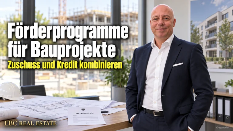 Förderprogramme für Bauprojekte: Zuschuss und Kredit kombinieren. EBC Real Estate erklärt Bauträgern und Projektentwicklern KfW, Hausbankprinzip und Sanierungsgebiet.