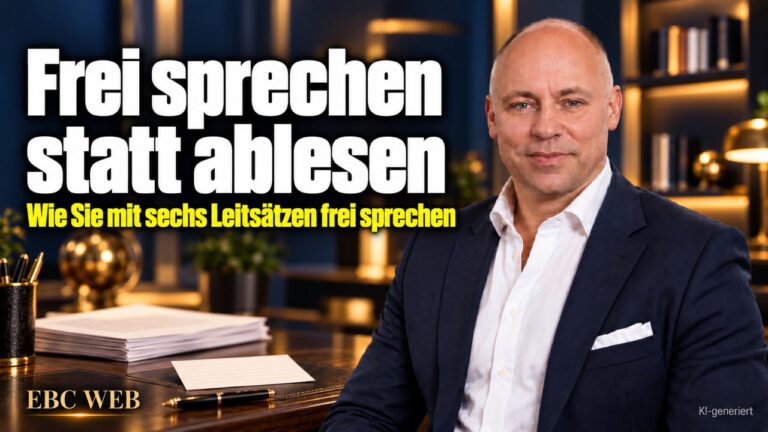 Frei sprechen statt ablesen: Das Manuskript in der Hand. EBC Eller Business Consulting zeigt, wie Leitsätze das Manuskript ersetzen und Ihre Rede frei machen.