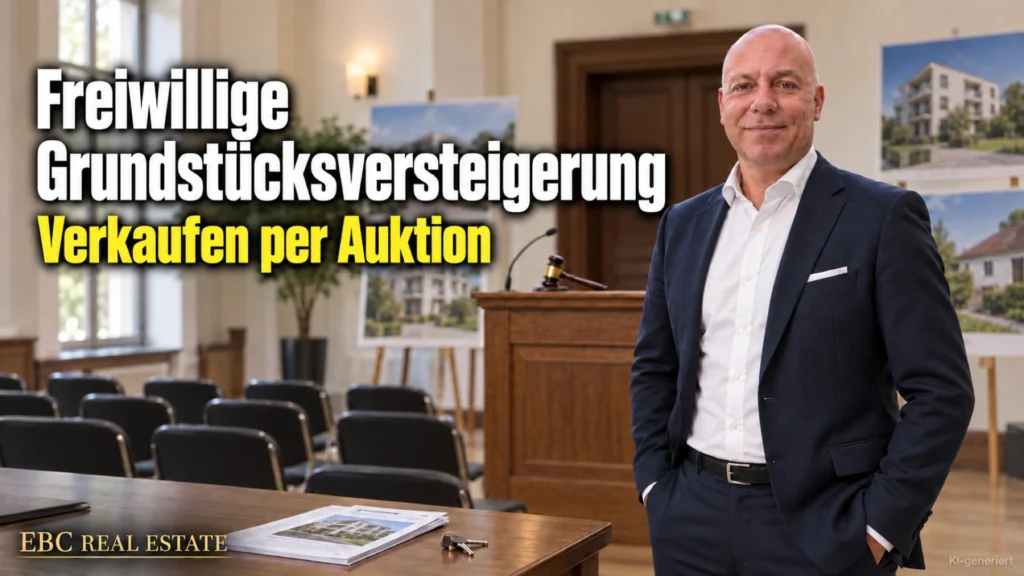 Freiwillige Grundstücksversteigerung: Verkaufen per Auktion. EBC Real Estate vergleicht für Investoren Zuschlag, notarielle Beurkundung und Zwangsversteigerung.