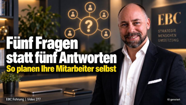 Führen mit Fragen: Fünf statt Antworten. Die Tür steht nie still. EBC Führung zeigt in der Personalführung, wie Fragetechnik Delegation und Eigenverantwortung stärkt.