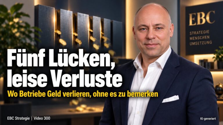 Fünf Lücken, leise Verluste: Stabil, aber ohne Wachstum. EBC Strategie zeigt, wie Kennzahlen, Nachverfolgung und Positionierung stille Verluste beenden und Wachstum ermöglichen.