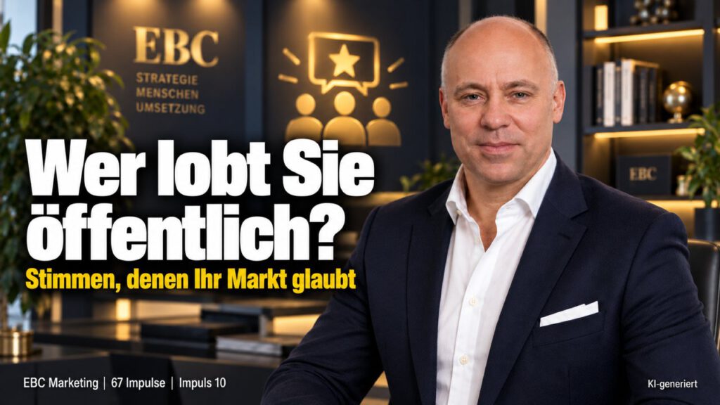 Fürsprecher: Wer lobt Sie öffentlich? Ein Satz auf der Bühne. EBC Marketing zeigt, wie Meinungsführer und Fürsprecher Ihre Reputation stärken.