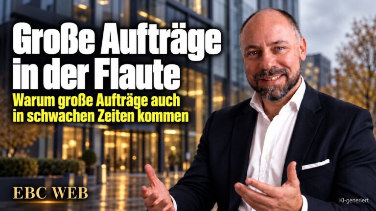 Große Aufträge in der Flaute. Die Anfragen werden kleiner. EBC Eller Business Consulting zeigt, wie ein Premiumangebot bei schwacher Konjunktur große Aufträge sichert.