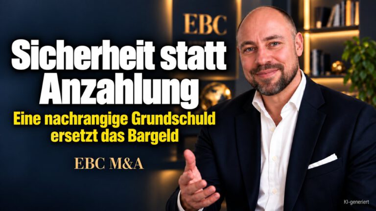 Grundschuld statt Anzahlung beim Kaufpreis. Anzahlung ohne flüssiges Geld. EBC M&A erklärt, wie eine Grundschuld auf Immobilien den Kaufpreis beim Firmenkauf sichert.