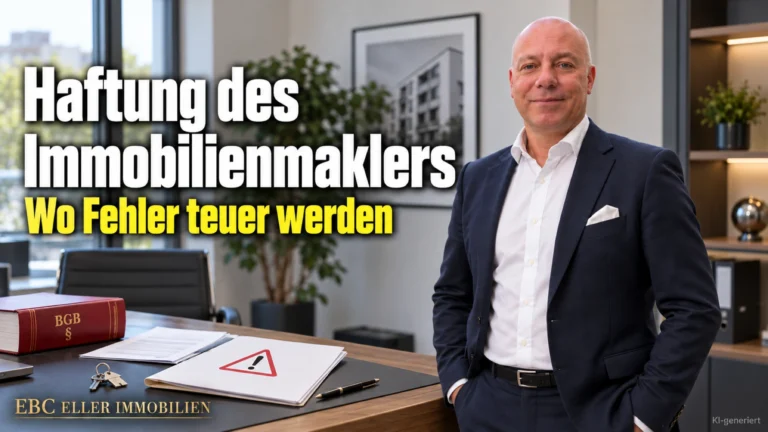 Haftung des Immobilienmaklers: Wo Fehler teuer werden. EBC Eller Immobilien zeigt Immobilienmaklern die Haftungsrisiken bei Alleinauftrag und als Doppelmakler.