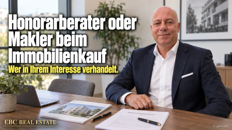 Honorarberater oder Makler beim Immobilienkauf: Wer in Ihrem Interesse verhandelt. EBC Real Estate vergleicht Berater und Immobilienmakler bei Kaufpreis und Provision.