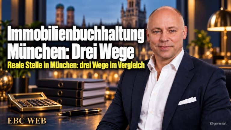 Immobilienbuchhaltung München: Drei Wege. Eine reale Stelle in München. EBC Eller Business Consulting vergleicht Recruiting-Kosten bei der Suche nach Mietenbuchhaltern.