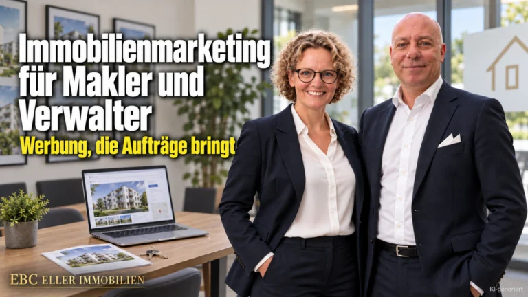Immobilienmarketing für Makler und Verwalter: Werbung, die Aufträge bringt. EBC Eller Immobilien zeigt Immobilienmaklern Corporate Identity, Exposé und Grenzen irreführender Werbung.