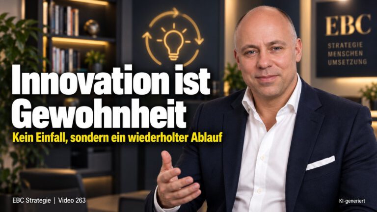 Innovation im Betrieb als Gewohnheit. Am Tisch bleibt es still. EBC Strategie zeigt, wie Ideenmanagement und Mitarbeiterführung Innovation zur Gewohnheit machen.