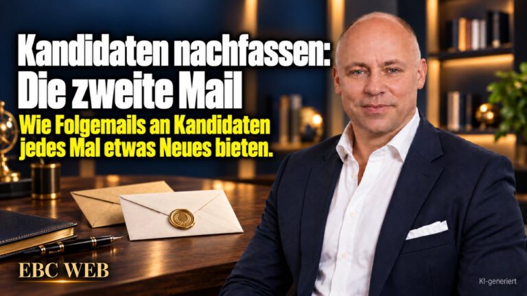 Kandidaten nachfassen: Die zweite Mail. Wie Folgemails an Kandidaten jedes Mal etwas Neues bieten. EBC Eller Business Consulting zeigt Nachfassen in der Direktansprache.