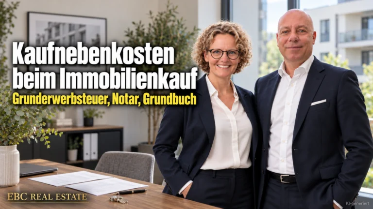 Kaufnebenkosten beim Immobilienkauf: Grunderwerbsteuer, Notar, Grundbuch. EBC Real Estate rechnet für das Immobilien Investment Erwerbsnebenkosten, Maklerprovision und Zubehör durch.