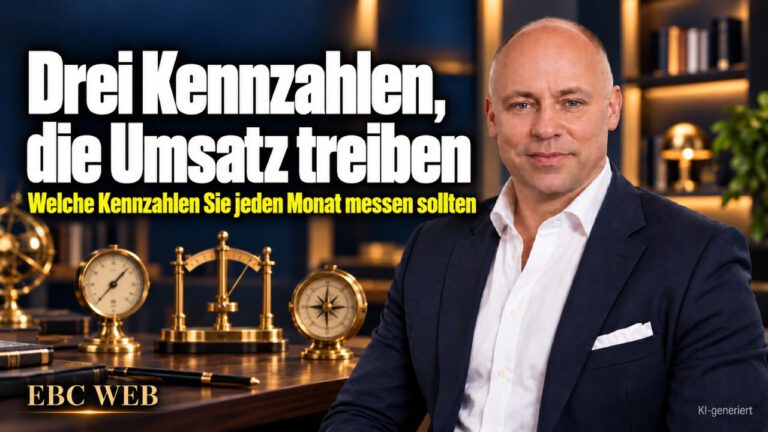 Drei Kennzahlen, die Umsatz treiben: Der Umsatz fällt, aber wo? EBC Eller Business Consulting zeigt im Controlling, wie Anfragen, Abschlussquote und Betreuungsaufwand den Umsatz bestimmen.