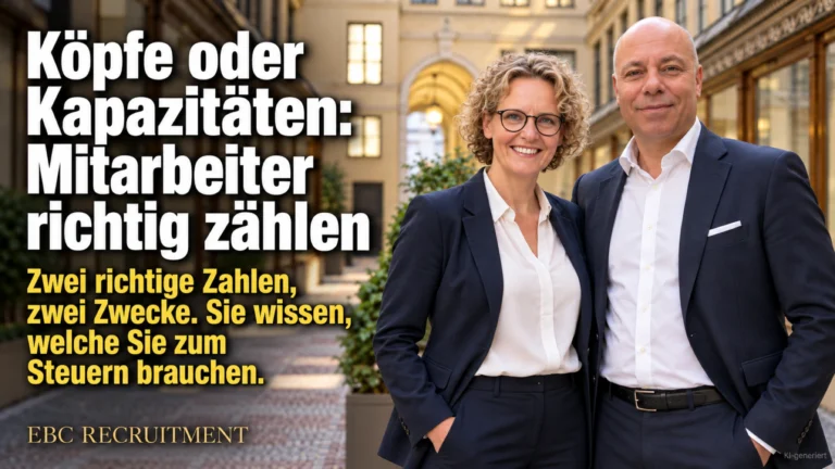 Köpfe oder Kapazitäten: Mitarbeiter richtig zählen. Zwei richtige Zahlen, zwei Zwecke. Sie wissen, welche Sie zum Steuern brauchen. EBC Recruitment erklärt Vollzeit-Einheiten im Personalcontrolling.