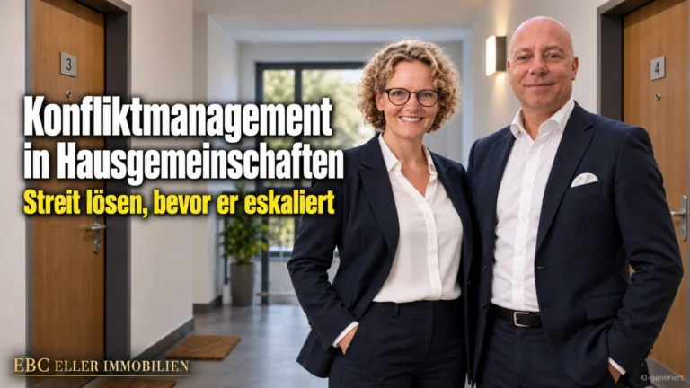 Konfliktmanagement in Hausgemeinschaften: Streit lösen, bevor er eskaliert. EBC Eller Immobilien zeigt Hausverwaltungen Mediation, Abmahnung und Unterlassungsklage.
