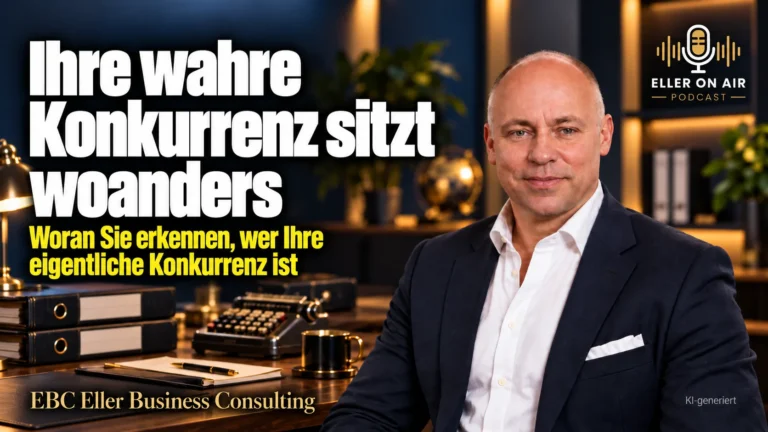 Ihre wahre Konkurrenz sitzt woanders: Woran Sie erkennen, wer Ihre eigentliche Konkurrenz ist. Im Podcast Eller on Air von EBC Eller Business Consulting erfahren Dienstleister, wie Wettbewerbsanalyse und Substitutionskonkurrenz die Verkaufsargumente im Vertrieb schärfen.
